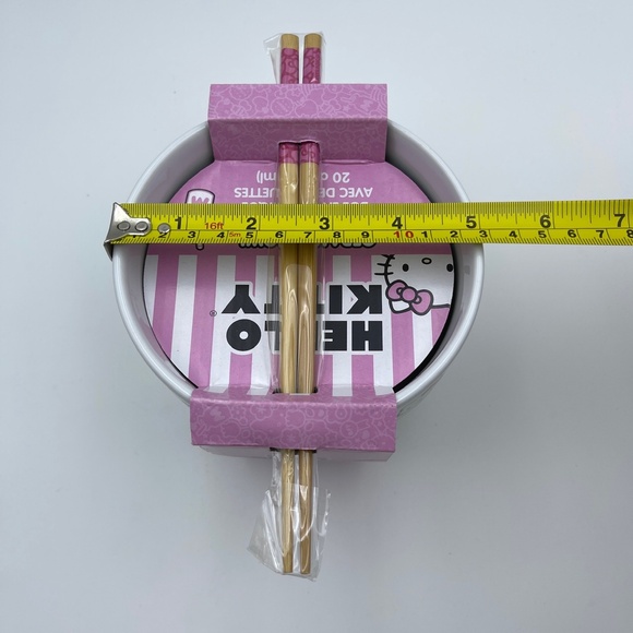 NEW Hello Kitty Ceramic Ramen Noodle Bowl w/ Chopsticks white Sanrio - Picture 7 of 7